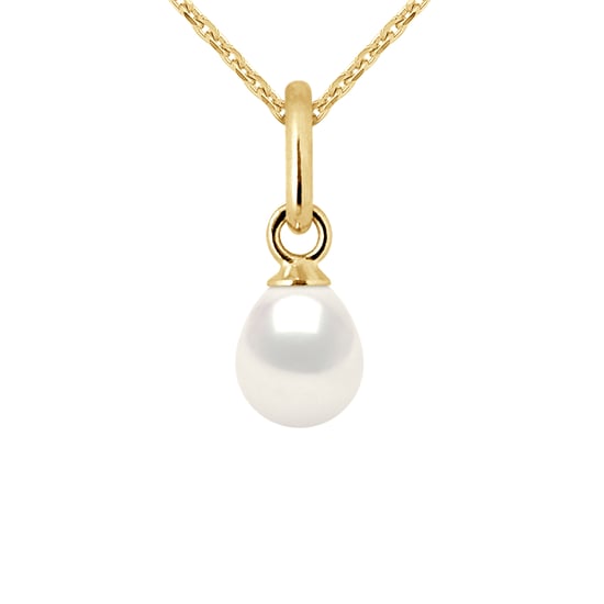Hanger Zoetwater Pearl 5-6mm White Pear 18K geel goud Geleverd met ketting - Image 1