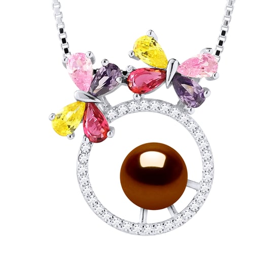 BUTTERFLY zoetwater parel Ronde 8-9mm Chocolate 925 - Image 1