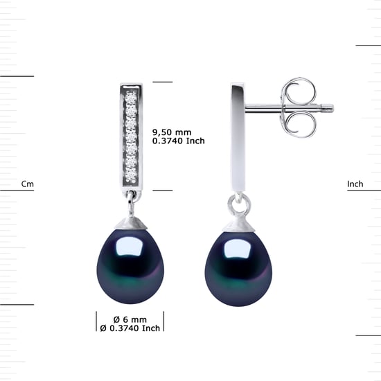 Oorbellen Dangle zoetwater parels 6-7mm Black Peren Sieraden 925 - Image 3