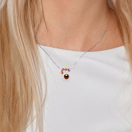 BUTTERFLY zoetwater parel Ronde 8-9mm Chocolate 925 - Image 2