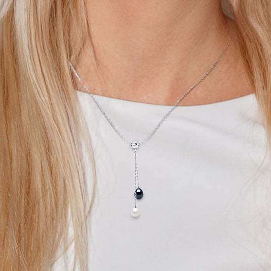 Zoetwater parelsnoer 8-9mm White Round Chain Convict 925 - Image 2