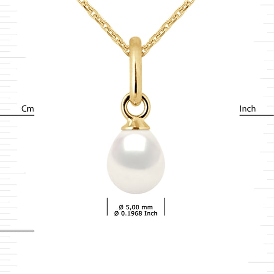 Hanger Zoetwater Pearl 5-6mm White Pear 18K geel goud Geleverd met ketting - Image 3