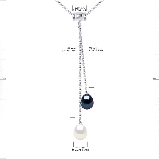 Zoetwater parelsnoer 8-9mm White Round Chain Convict 925 - Image 3