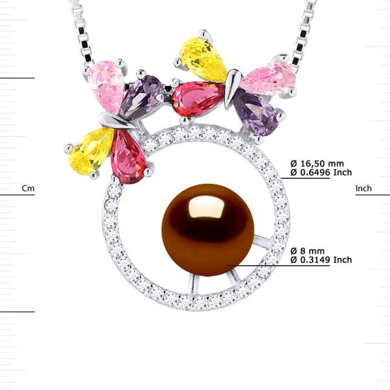 BUTTERFLY zoetwater parel Ronde 8-9mm Chocolate 925 - Image 3