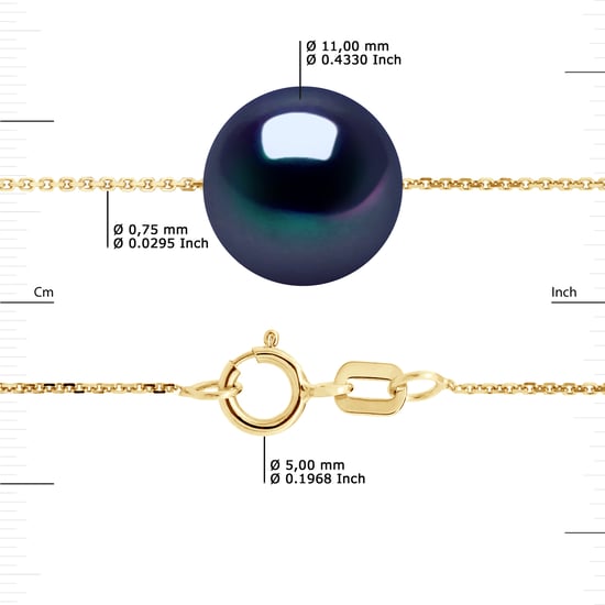 Ketting Black Pearl Zoetwater Ronde 11-12 mm Chain Convict 18K Yellow Gold - Image 3