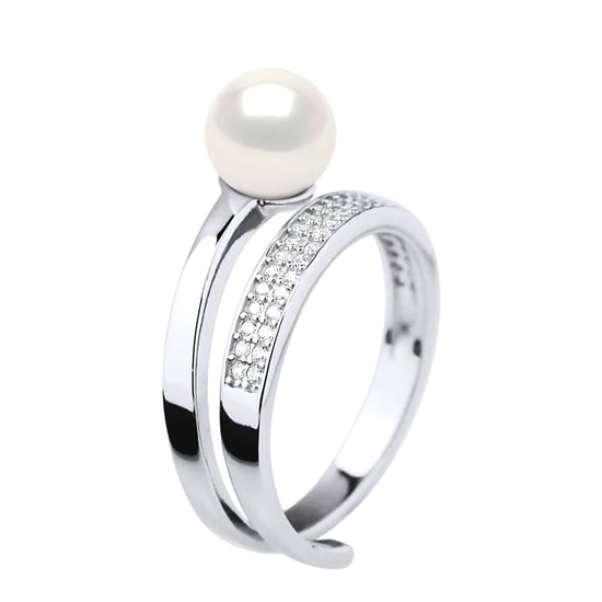 Ring Rush Verstelbare Ronde Zoetwater Parel sieraden 7-8mm White 925 - Image 1