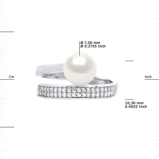 Ring Rush Verstelbare Ronde Zoetwater Parel sieraden 7-8mm White 925 - Image 3