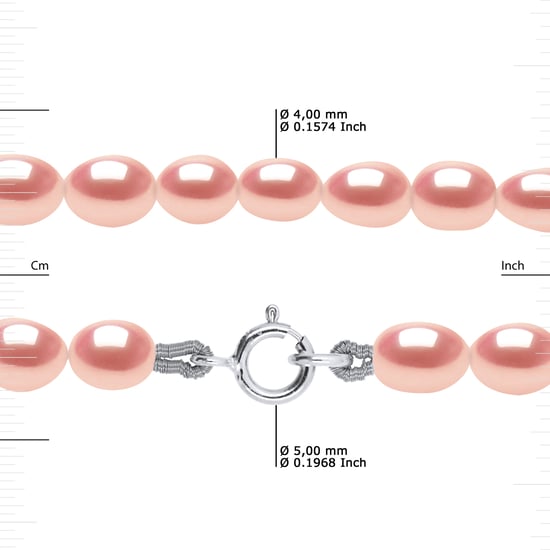 Kralen armband Zoetwater 4-5mm Rijstkorrels Roses Wit Goud 18 Karaat - Image 3