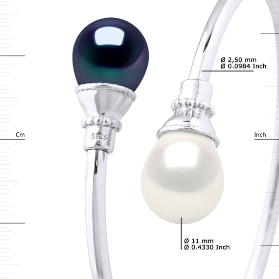 You & Me Armband Zoetwater Pearl White en Black 11-12 mm 925 - Image 3