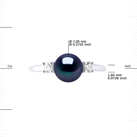 Ring Verstelbare zoetwaterparels 78mm Black zirkonium oxides en 925 - Image 3