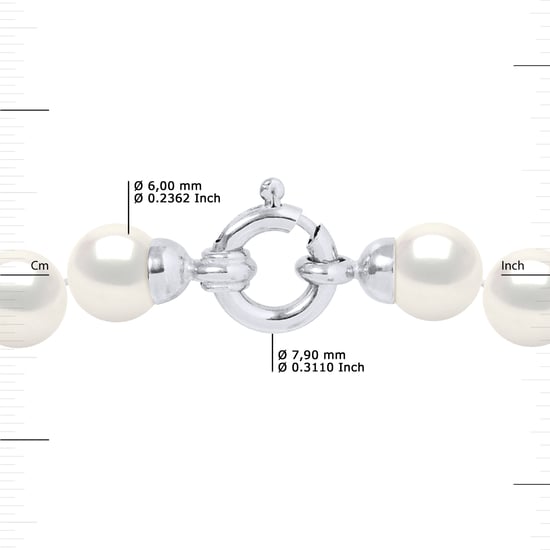 Rank ketting PRINCESS zoetwaterparels 6-7 mm ronde witte luxe witte gouden gesp - Image 3