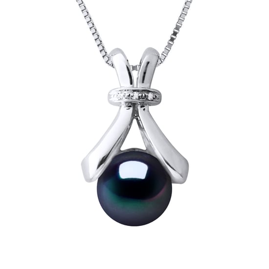 Diamond Pendant 0.010 Cts Gekweekte Pearl Zoetwater 6-7mm White Gold Black - Image 1