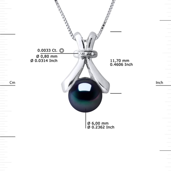 Diamond Pendant 0.010 Cts Gekweekte Pearl Zoetwater 6-7mm White Gold Black - Image 3