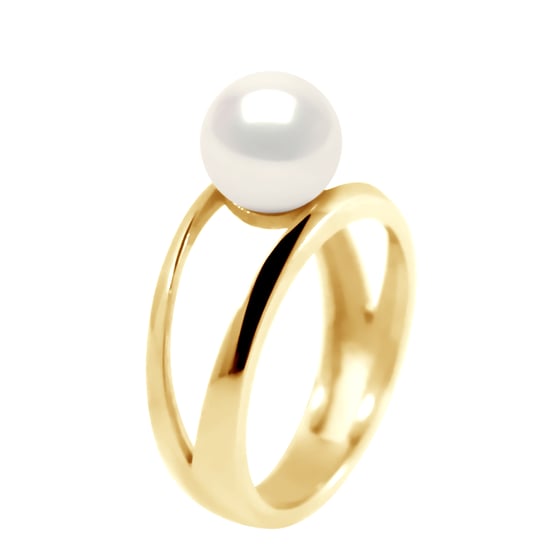 Rush Ring zoetwaterparels Button 7-8mm Natural White Yellow Gold - Image 1