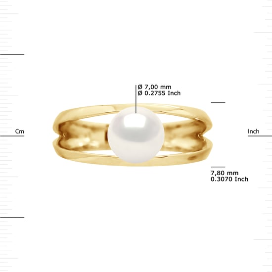 Rush Ring zoetwaterparels Button 7-8mm Natural White Yellow Gold - Image 3