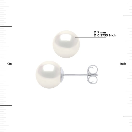 Stud Earrings Water Cultuur Parels Sweet Ronde 78mm White Natural White Gold - Image 3