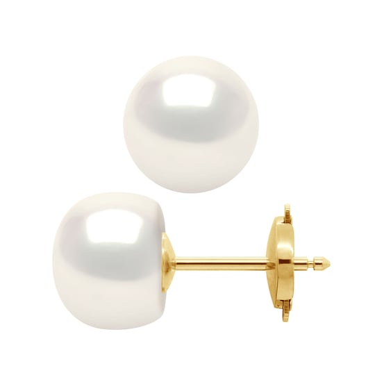 Oorbellen Gekweekte parels Zoetwater 9-10 mm System Security Natural White Yellow Gold - Image 1