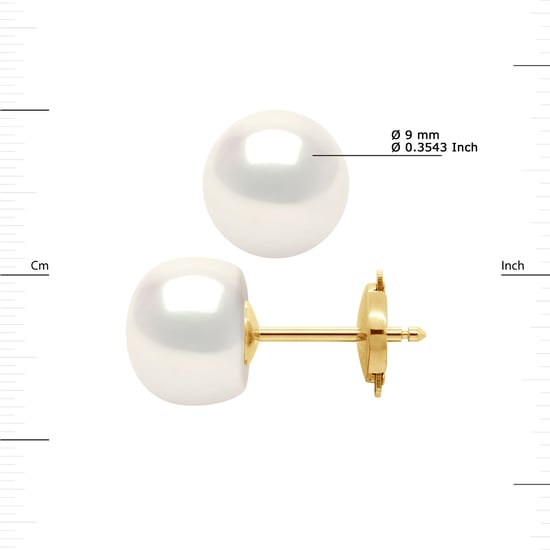 Oorbellen Gekweekte parels Zoetwater 9-10 mm System Security Natural White Yellow Gold - Image 3