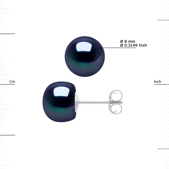 Stud Earrings Gekweekte parels Zoetwater 89mm White Gold Black - Image 3