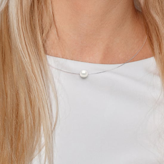 Cable Ketting Genuine Gekweekte Pearl Zoetwater Round and White 10-11mm White Gold - Image 2