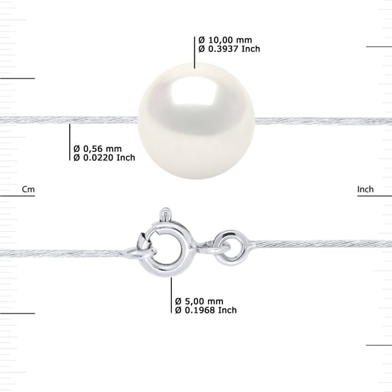 Cable Ketting Genuine Gekweekte Pearl Zoetwater Round and White 10-11mm White Gold - Image 3