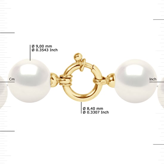 Rank ketting PRINCESS zoetwaterparels Ronde 9-10mm White Sluiting Luxury Yellow Gold - Image 3