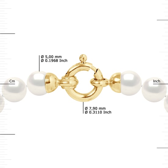 Water Gekweekte parels ketting 5-6mm Wit Zoet Geel gouden gesp Luxury - Image 3