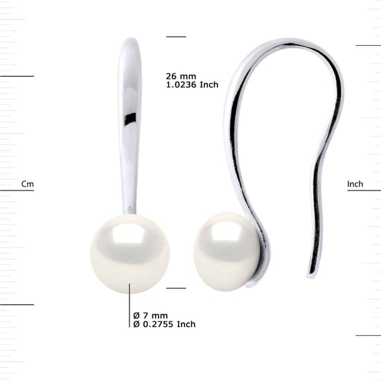 Oorbellen Hooks Zoetwater Parels Witte Knopen 7-8 mm 925 - Image 3