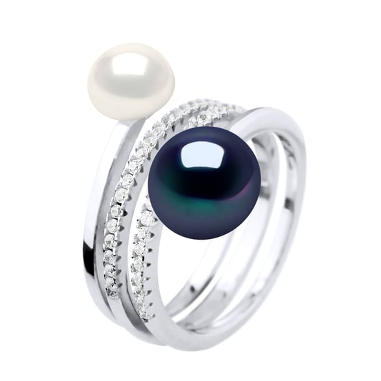 Ring DUO zoetwater parels 7 en 9 mm Black and White Jewelry 925 - Image 1