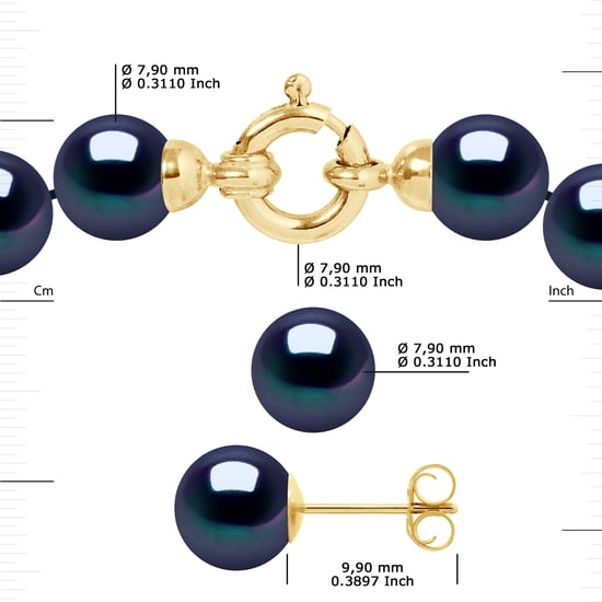 Versiering ketting en oorbellen zoetwater 7-8mm Parels Yellow Gold - Image 3