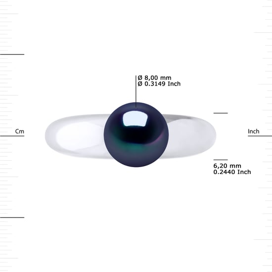 Ring Rush Domed zoetwaterparels Round 8-9 mm Black 925 - Image 3