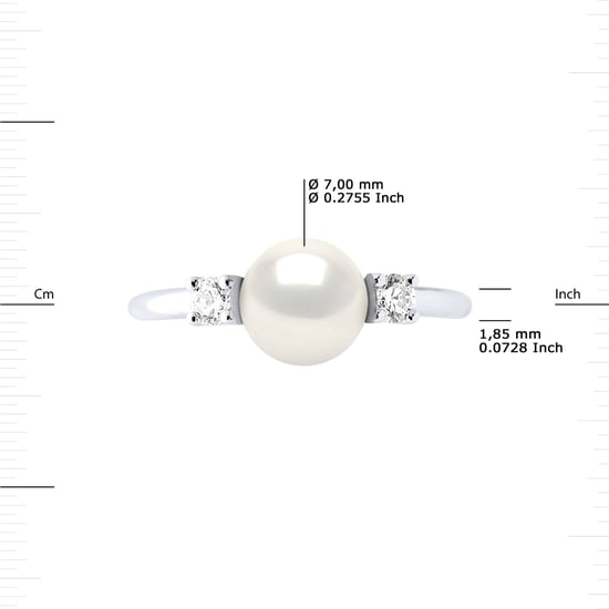 Ring Verstelbare Freshwater Pearl 7-8mm Wit en zirkonium oxides 925 - Image 3