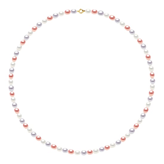 Rank ketting kralen Freshwater rijstkorrel 4-5mm veelkleurige geel goud 18 Karaat - Image 1