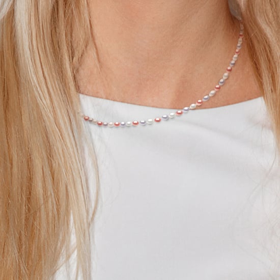 Rank ketting kralen Freshwater rijstkorrel 4-5mm veelkleurige geel goud 18 Karaat - Image 2