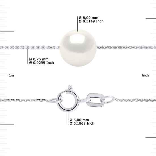 Zoetwater parelsnoer 8-9mm White Round Chain Convict 925 - Image 3