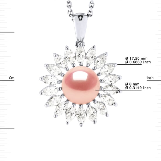 SUN zoetwater parel sieraden 8-9mm Rose 925 - Image 3