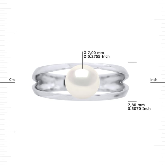 Rush Ring zoetwaterparels Button 7-8mm White Natural White Gold - Image 3