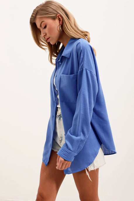 Linnen Gemixt Shirt met Knopen Sluiting - Image 2