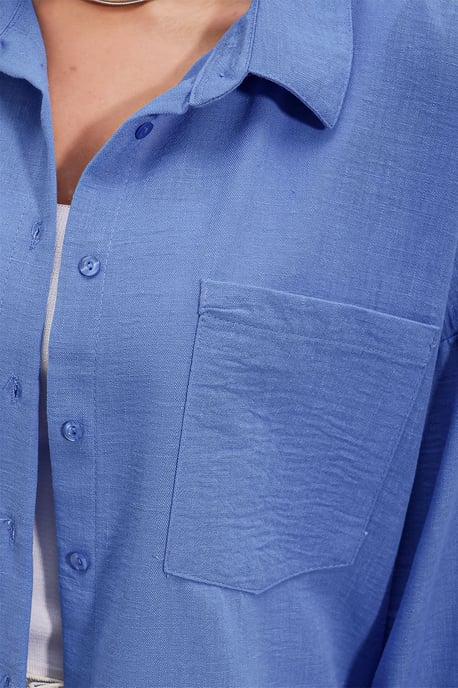 Linnen Gemixt Shirt met Knopen Sluiting - Image 3