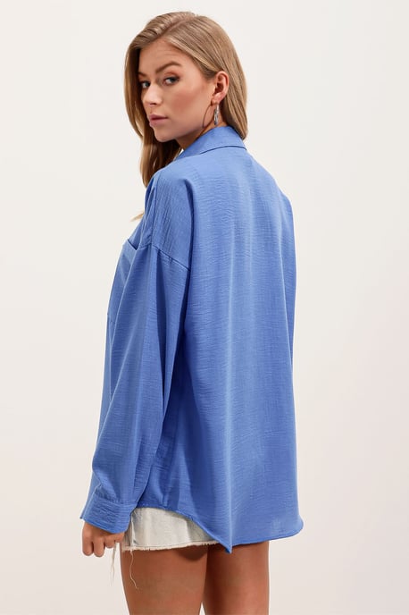 Linnen Gemixt Shirt met Knopen Sluiting - Image 5