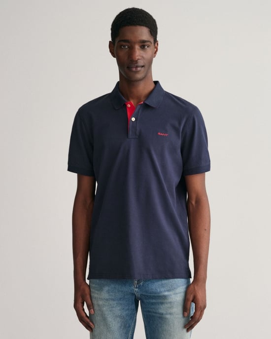 Gant Polo SS Regular Fit Contrast Pique Rugger Polo Blauw - Image 3