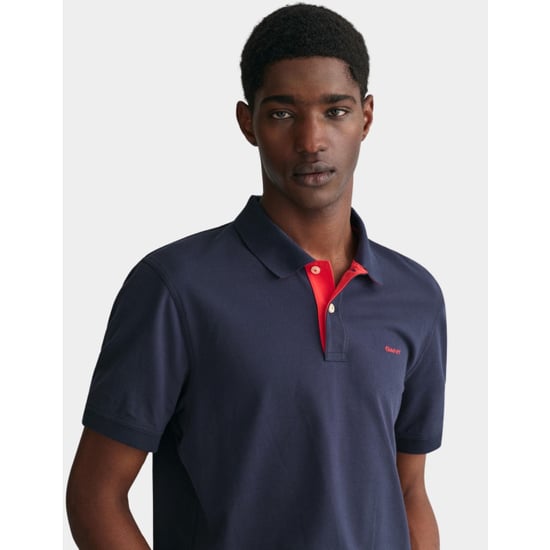 Gant Polo SS Regular Fit Contrast Pique Rugger Polo Blauw - Image 5