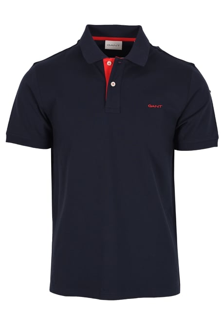 Gant SS poloshirt met contrasterende kraag Avondblauw - Image 1