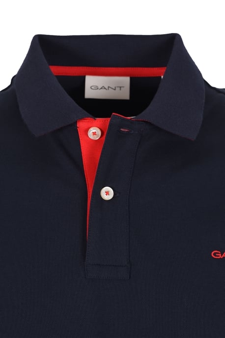 Gant SS poloshirt met contrasterende kraag Avondblauw - Image 2
