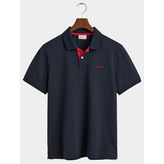 Gant SS poloshirt met contrasterende kraag Avondblauw - Image 4