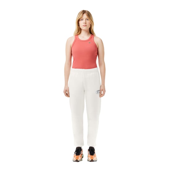 Lacoste Dames/Dames Biologisch Katoenen Geborduurde Logo Sweatbroek (Crème) - Image 6