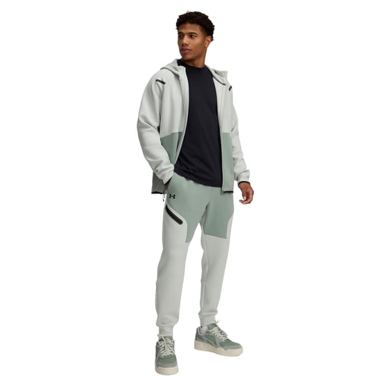 Under Armour Heren-joggingbroek van Unstoppable-fleece met ritszakken (Groen, Zwart) - Image 1