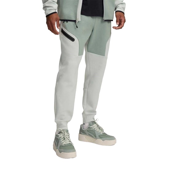 Under Armour Heren-joggingbroek van Unstoppable-fleece met ritszakken (Groen, Zwart) - Image 2