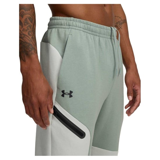 Under Armour Heren-joggingbroek van Unstoppable-fleece met ritszakken (Groen, Zwart) - Image 3