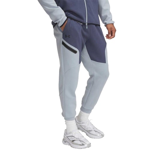 Under Armour Heren-joggingbroek van Unstoppable-fleece met ritszakken (Grijs/Blauw/Zwart) - Image 2